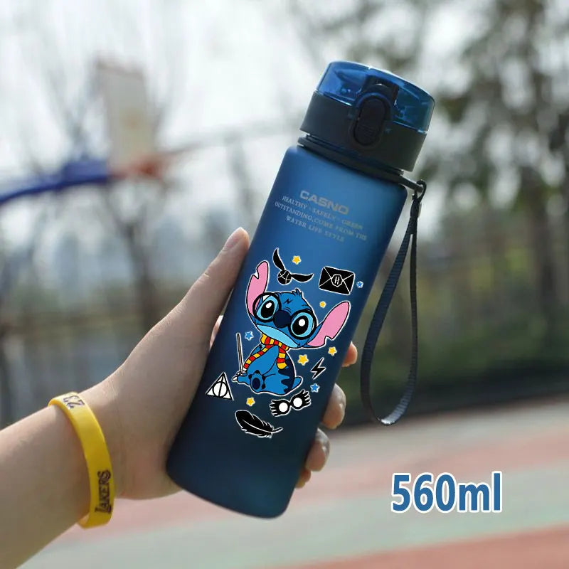 Lilo&Stitch 560/600/400ML Water Cup Children Portable Plastic Transparent Straw Stitch Outdoor Large Capacity Sport Water Bottle
