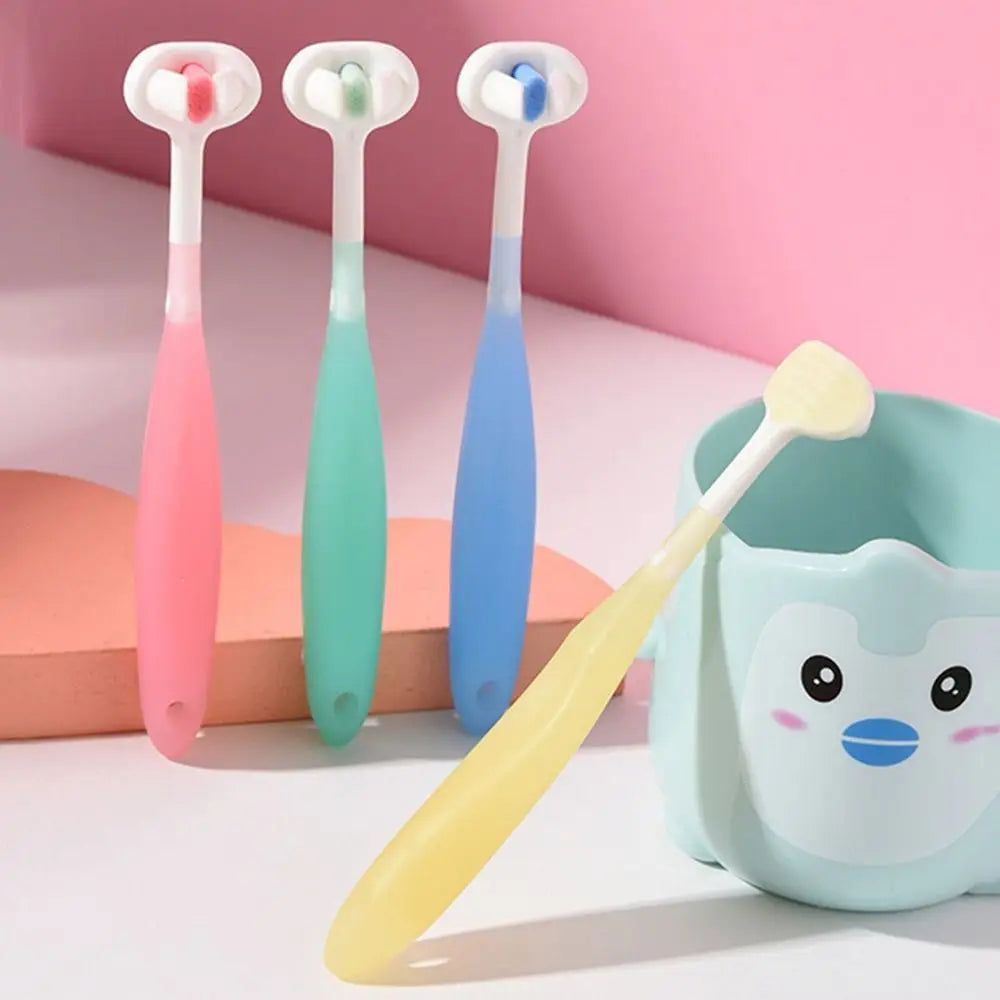 Candy Color Three Sided Toothbrush Teeth Clean 360 Degree 3D Tooth Brush Deep Cleaning Soft Bristle Oral Care Brush Boy Girl
