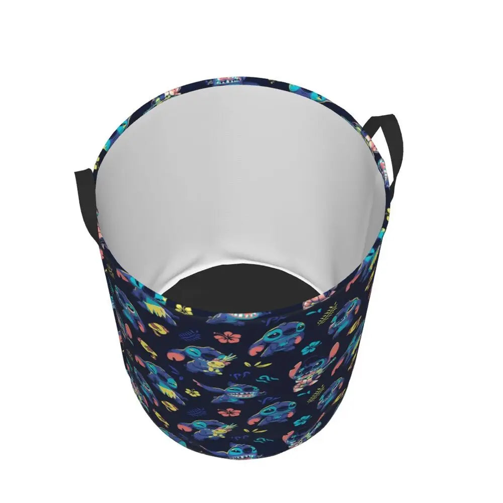 Customized SLilo And Stitch Cartoon Laundry Hamper Large Storage Basket Anime Kids Nursery Toy Organizer