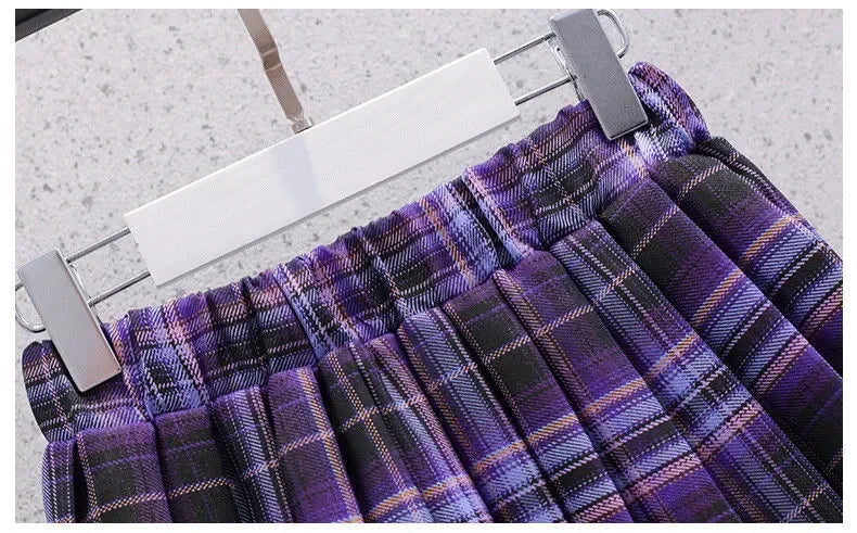 Sanrio Kuromi Kawaii Girls College Style T-shirt Skirt Suit Summer Clothes New Girl Suit Children's Clothes Style Pleated Skirt