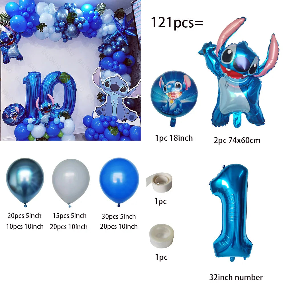 1set Lilo Stitch Arch Kit Garland Foil Helium Balloon Baby Shower Birthday Theme Party Decorations Inflatable Toys Air Globos