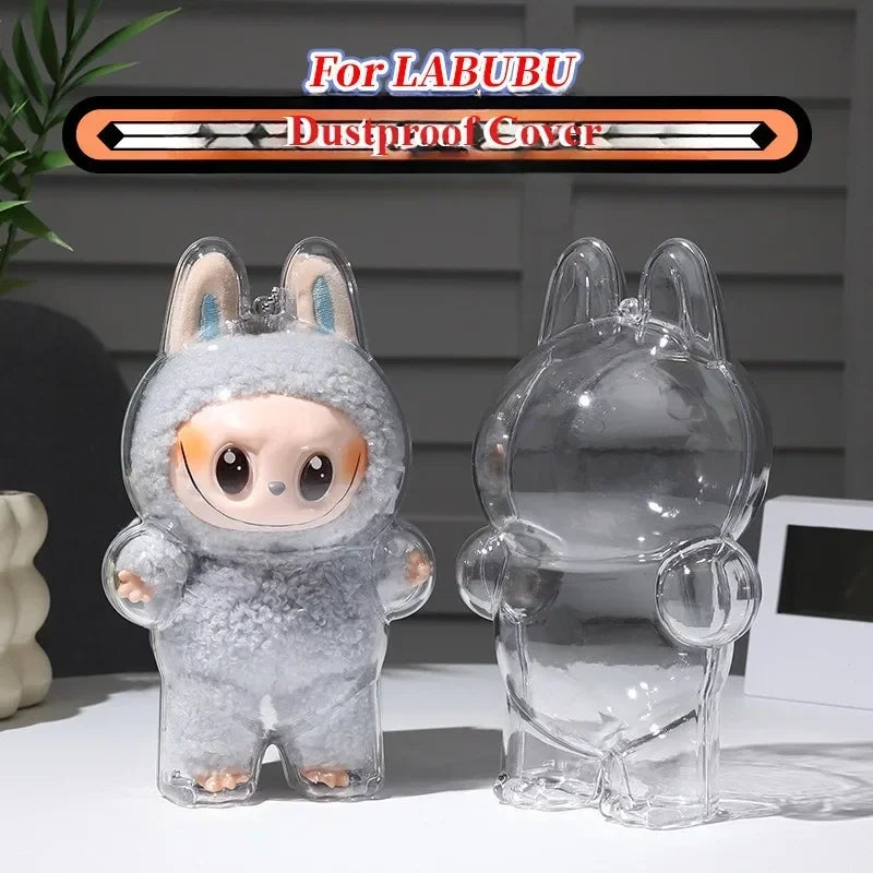 Transparent Protective Cover for Labubu Monster Toy Elf Doll Cover Storage Box Cute Elf Plushie Display Cover for Party Dolls