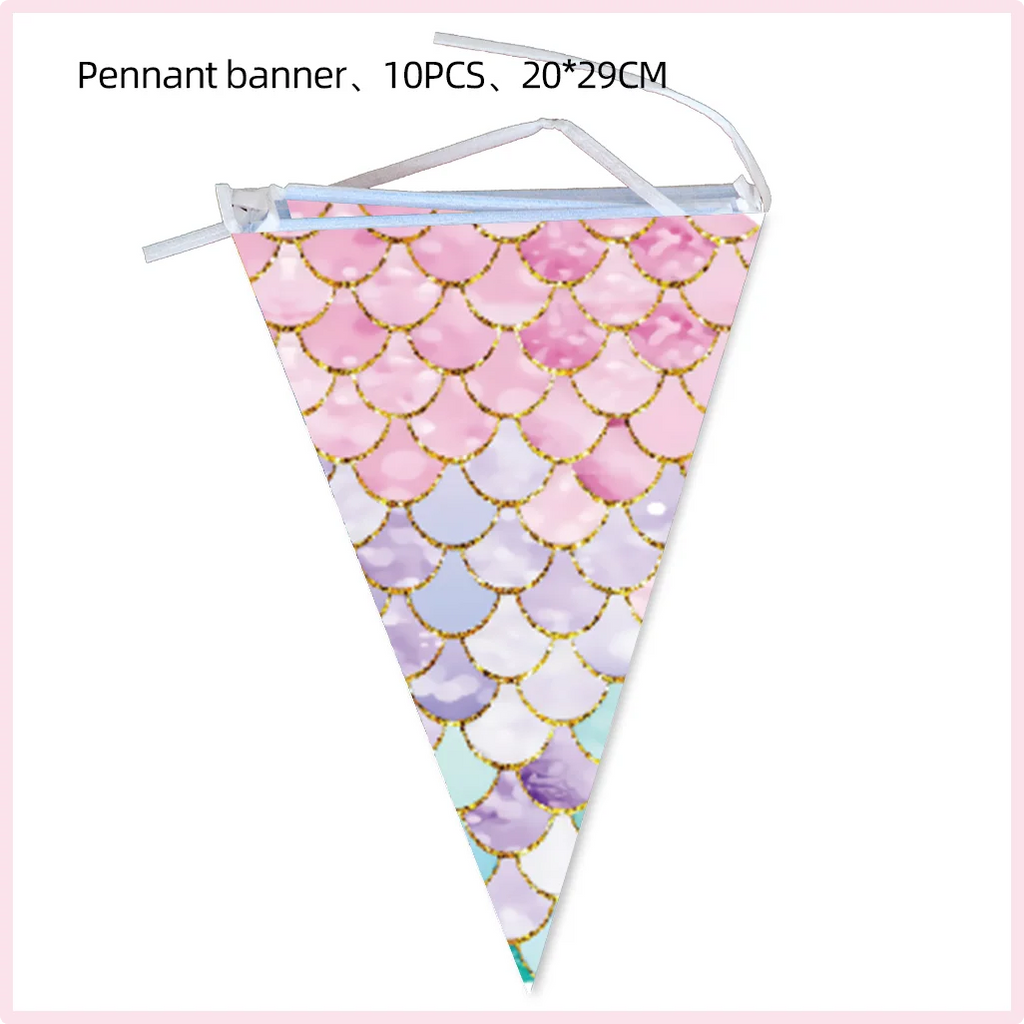 Mermaid Birthday Party Decorations Balloon Tableware Tablecloth Hanging Banner Party Decorations For Child Favors Supplies Kit