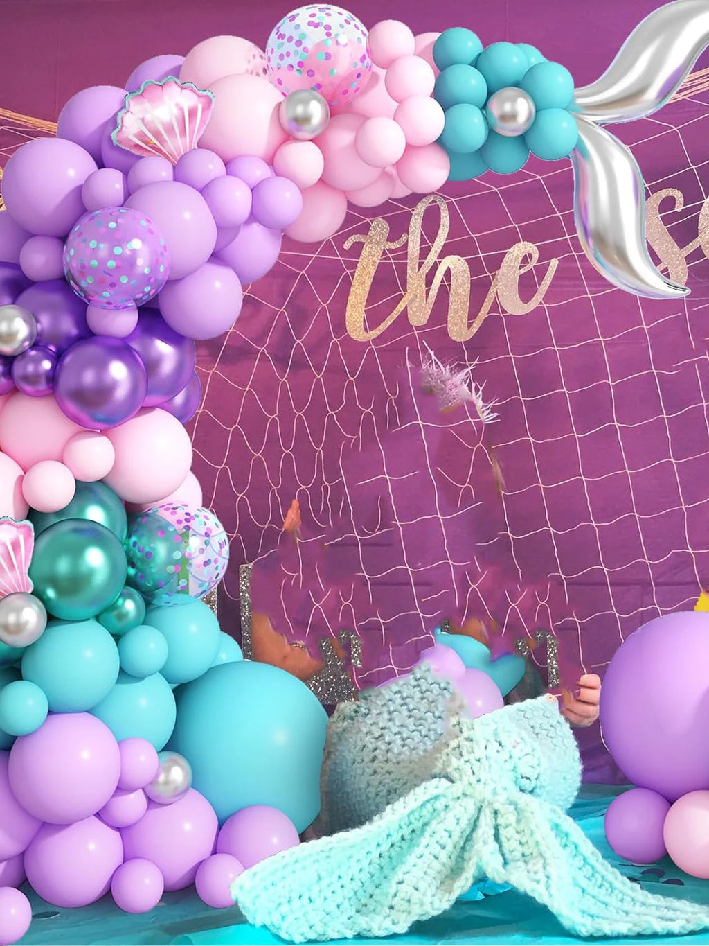 Mermaid birthday decoration Mermaid balloon set, pink and purple girl balloon mermaid birthday party decoration