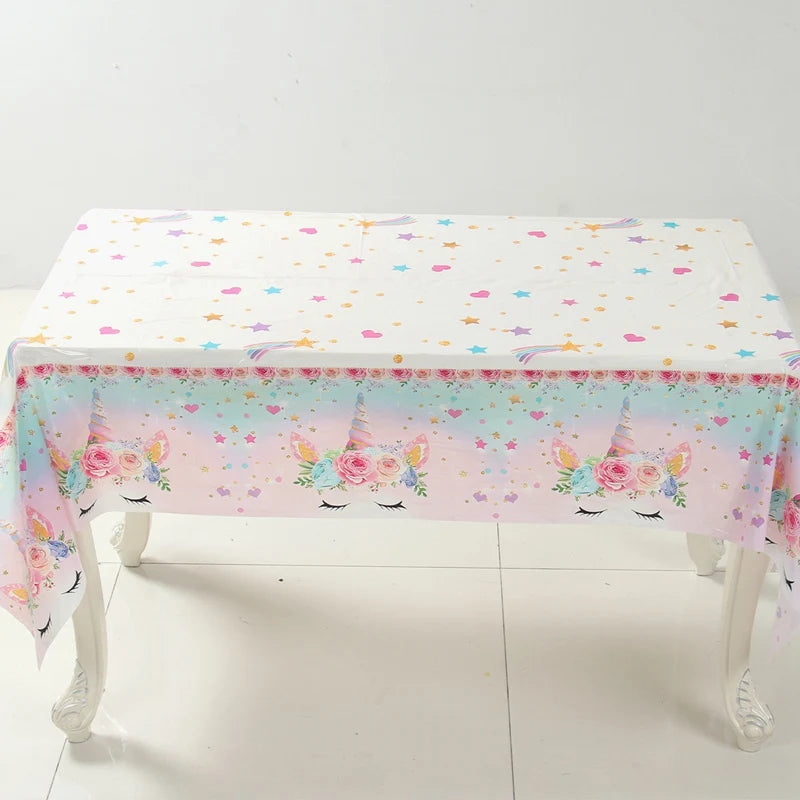 Unicorn Party Disposable Tablecloth Unicorn Birthday Party Decoration Girl Disposable Tableware Tablecloth Girls Baby Shower