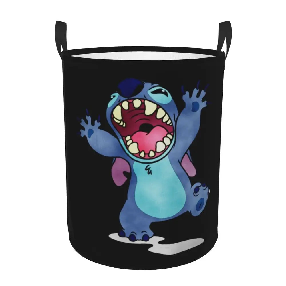 Customized SLilo And Stitch Cartoon Laundry Hamper Large Storage Basket Anime Kids Nursery Toy Organizer