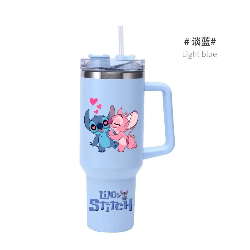 Thermal Coffee Lilo & Stitch Cups with Straw Stainless Steel Vacuum Insulated Tumbler 40oz Thermal Iced Travel Cup for Outdoor