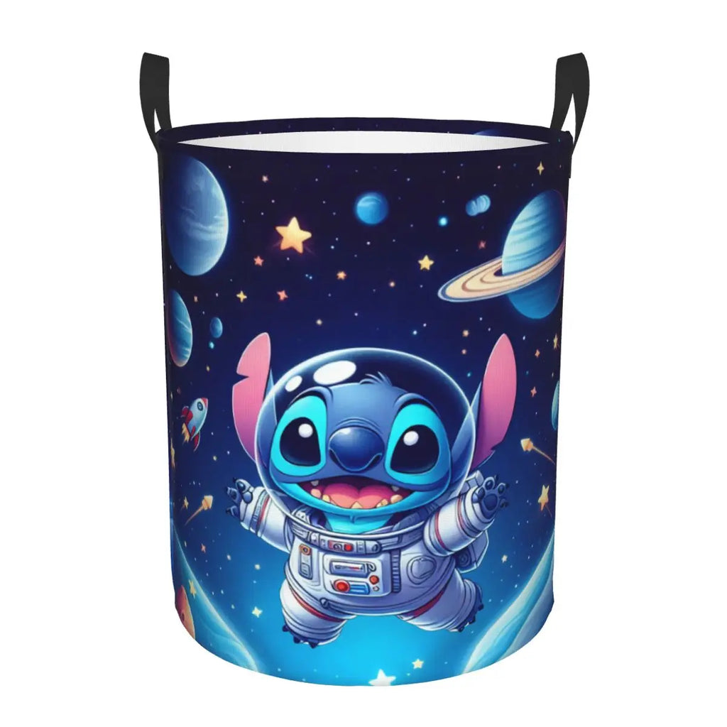 Custom Stitch Cartoon Anime Laundry Basket Foldable Clothes Hamper for Baby Kids Toys Storage Bag