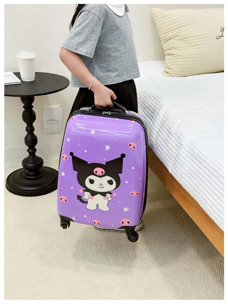 New 18-Inch Suitcase Kawaii Kuromi Kids Trolley Case Student Cartoon Luggage Girls Travel Portable Boarding Case Kids Toys Gift