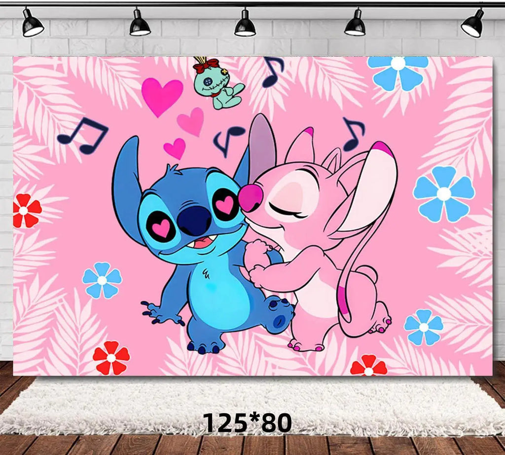 New Lilo&Stitch Birthday Party Supplies Baby Shower Girl's Favorite Digital Cartoon Balloon Set Backdrop Holiday DIY Decoration