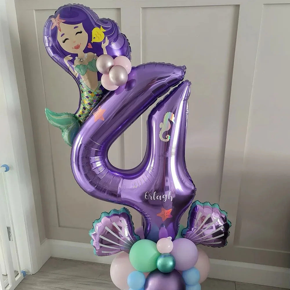 Mermaid Party Balloon 10pcs Mini Shell Foil Balloon Mini Mermaid Shape Balloons Girls Birthday Mermaid Themed Party Supplies