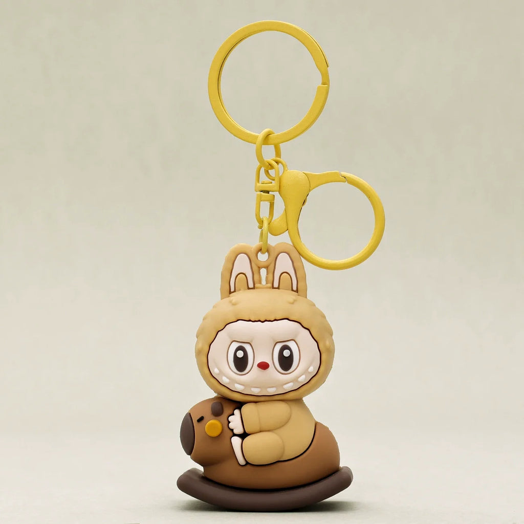 Cute Labubu Doll Pendant Keychain Exquisite Doll Fluff Pvc Toy Phone Ornaments Bag Charms Car Key Chain Kawaii Accessories Gifts