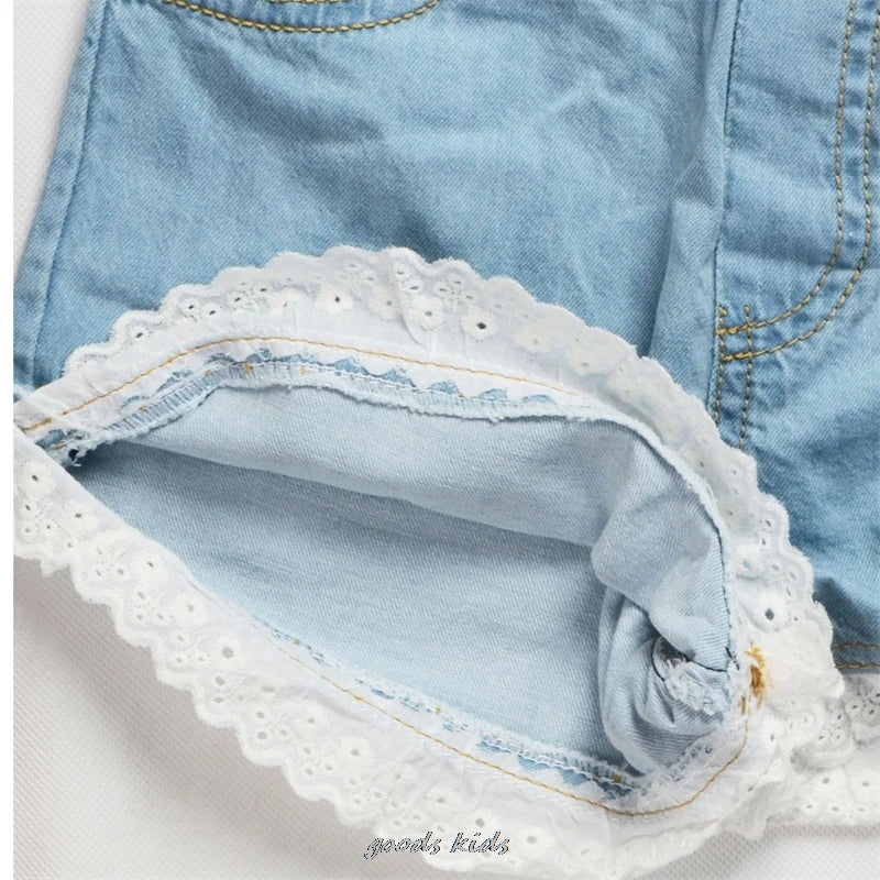 Lilo And Stitch Summer Kids Clothes Toddler Girls Casual Outfits Girl Costume Boys Tshirts+Denim Shorts Suits