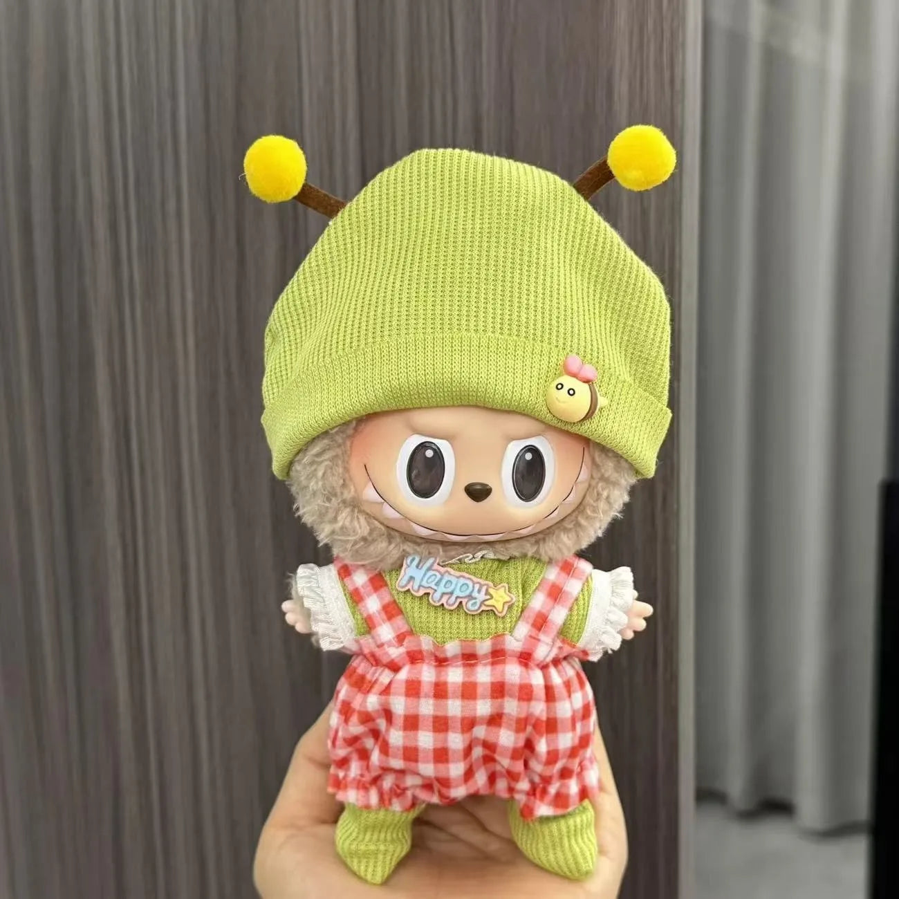 For Labubu Sitting Party Series  Classic Dress Grid Style Small Fragrance For Labubu v1 v2 Kid Gift Labubu Clothes Design style