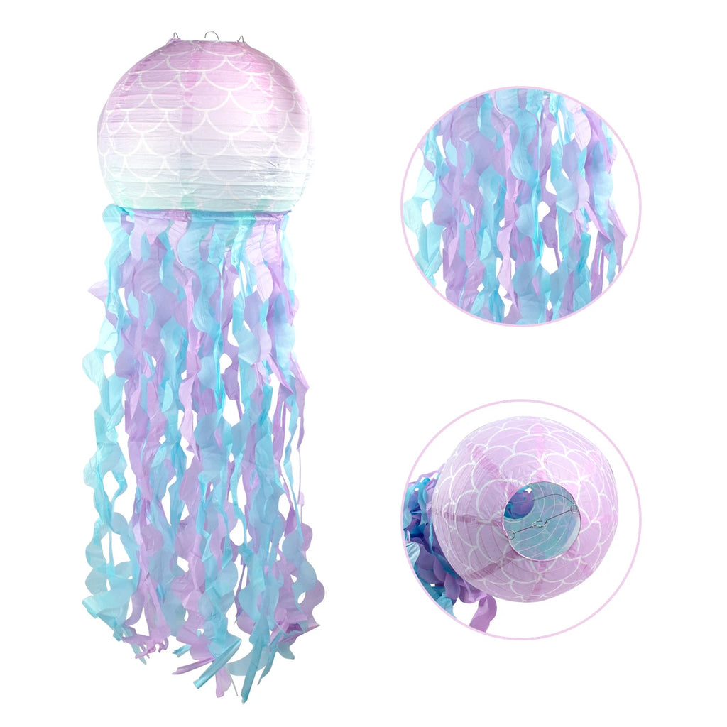 Mermaid Jellyfish Paper Lantern DIY Hanging Little Mermaid Theme Under The Sea Wedding Birthday Party Decoration Supplies