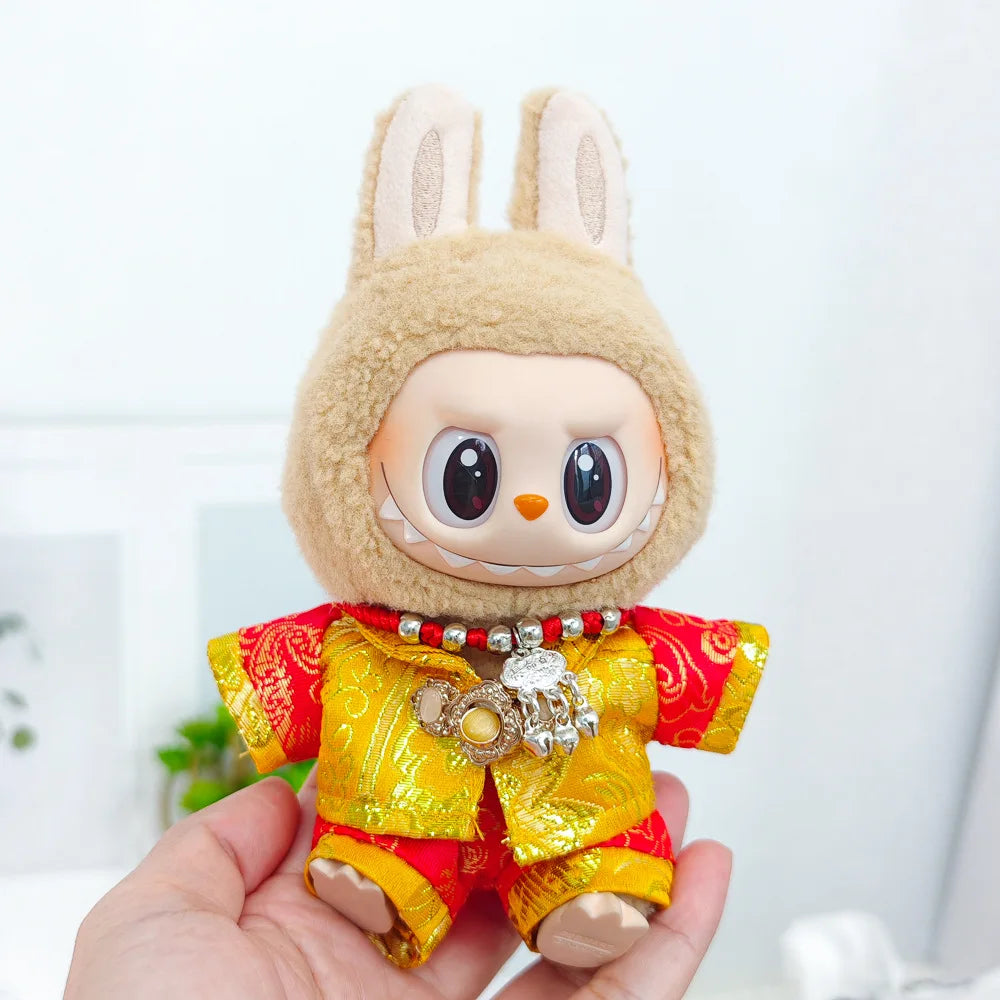 17cm Mini Plush Doll'S Clothes Outfit Accessories For Labubu V1 V2 Christmas Cookie Man Sweater Hat Clothing New Year Gift