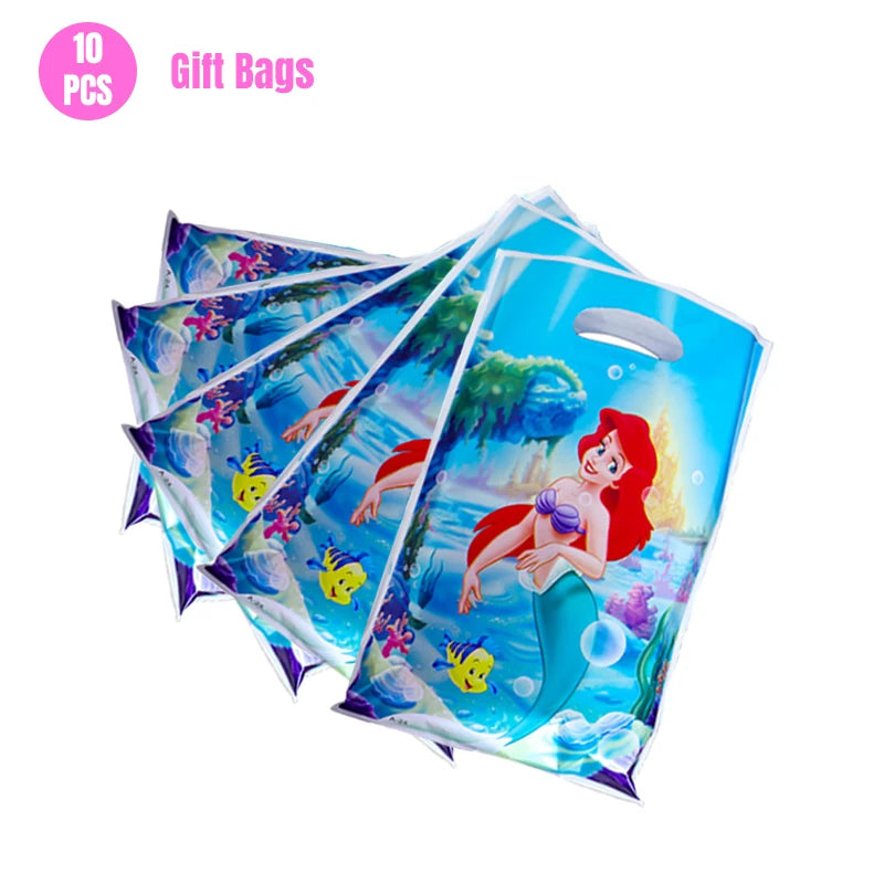 Mermaid Ariel Princess Birthday Party Decorations Disposable Tableware Plate Straw Cup Balloons Baby Shower Party Supplies