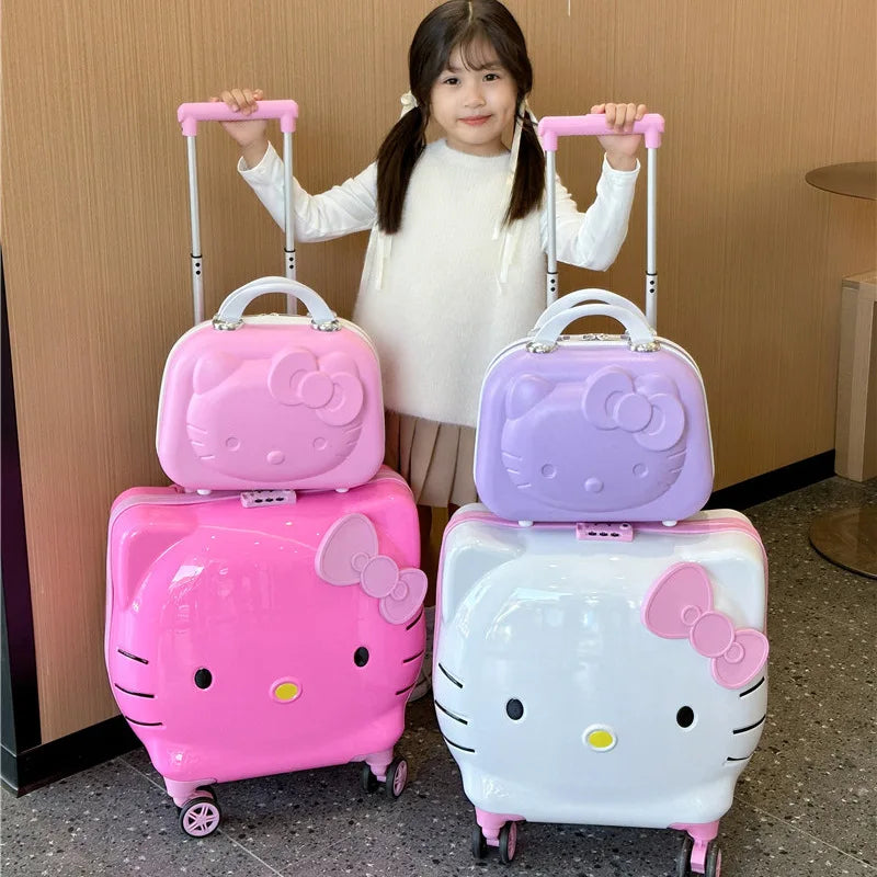 Hello Kittys Trolley Case Girls Sanrioed Universal Wheel Trolley Portable Suitcase Cartoon Travel Boarding Case Kids Toys Gift