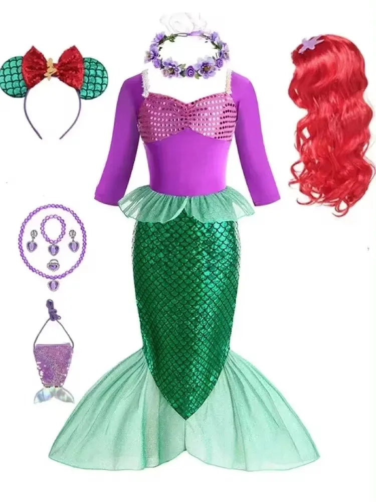 Fancy Little Mermaid Ariel Princess Costumes  Dress For  Cosplay  Carnival Birthday Party Clothes Mermaid Dress
