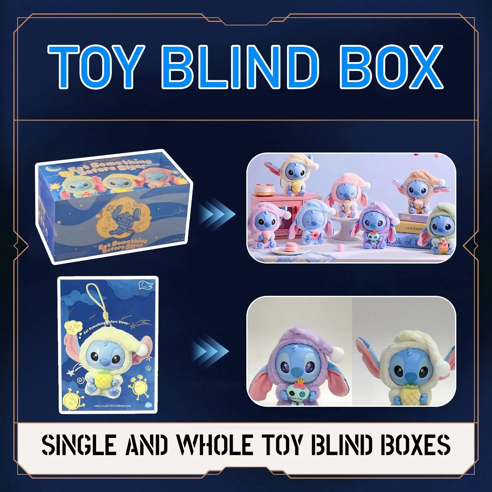 Stitch Eat Something Before Sleep Series Blind Box Plush Dolls Pendant Cute Doll Dog Ornament Mystery Box Surprise Toys Gifts