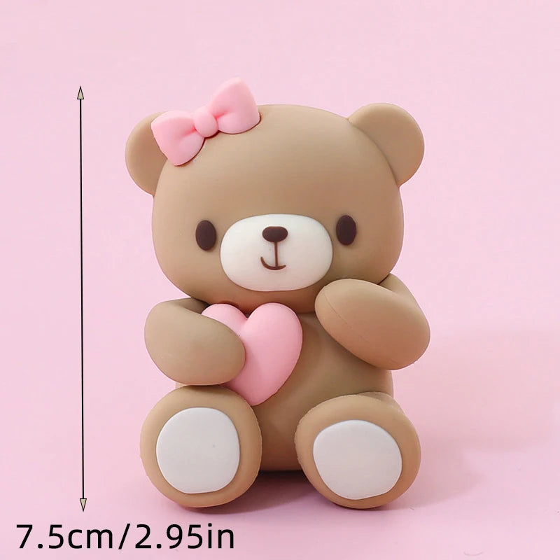 Bear Cake Toppers for Boy or Girl Baby Shower Children's Birthday Party Decoration Hot Air Balloon Cake Topper Pink Blue Green