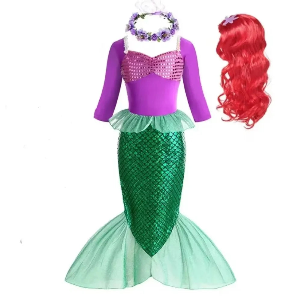 Fancy Little Mermaid Ariel Princess Costumes  Dress For  Cosplay  Carnival Birthday Party Clothes Mermaid Dress