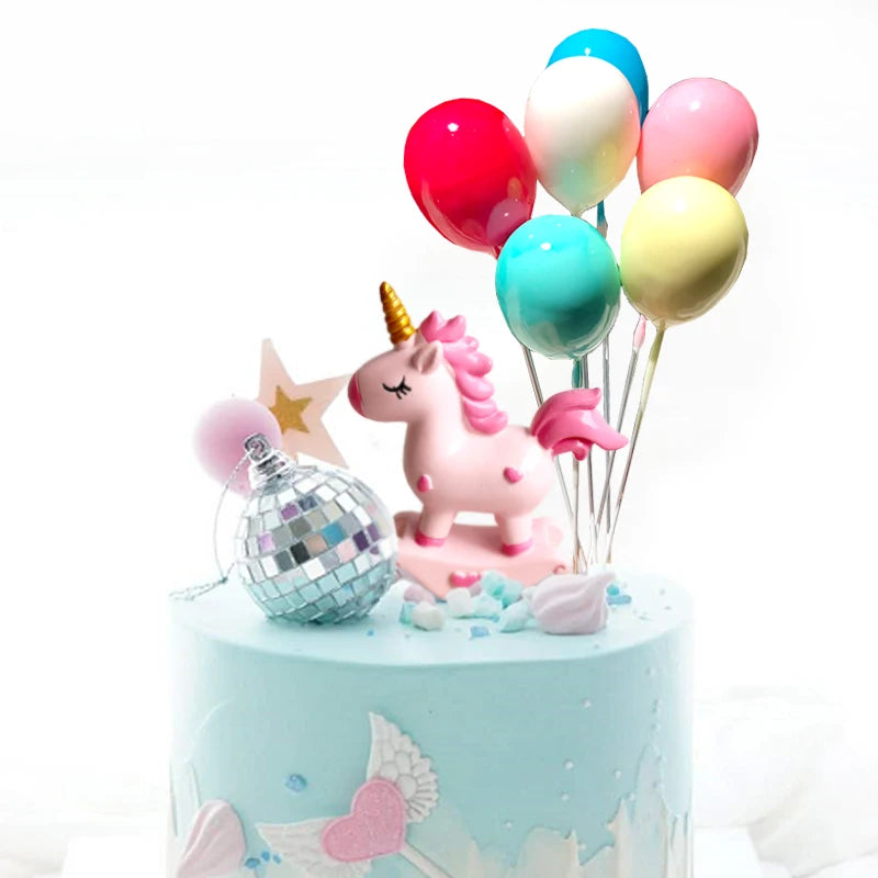Unicorn Girls Cake Topper Kids 1st Birthday Decor Cloud Rainbow Balloon Cupcake Toppers Baby Shower Christening Cake Decorating