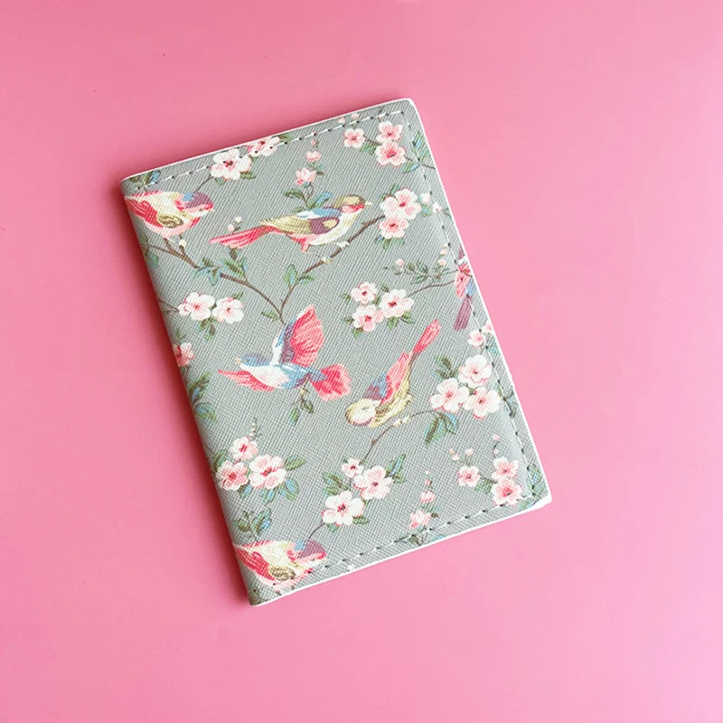Flower and Plants Passport Cover PU Leather Travel Passport Holder for Girls Business Card Case Plane Ticket Card Holders Women