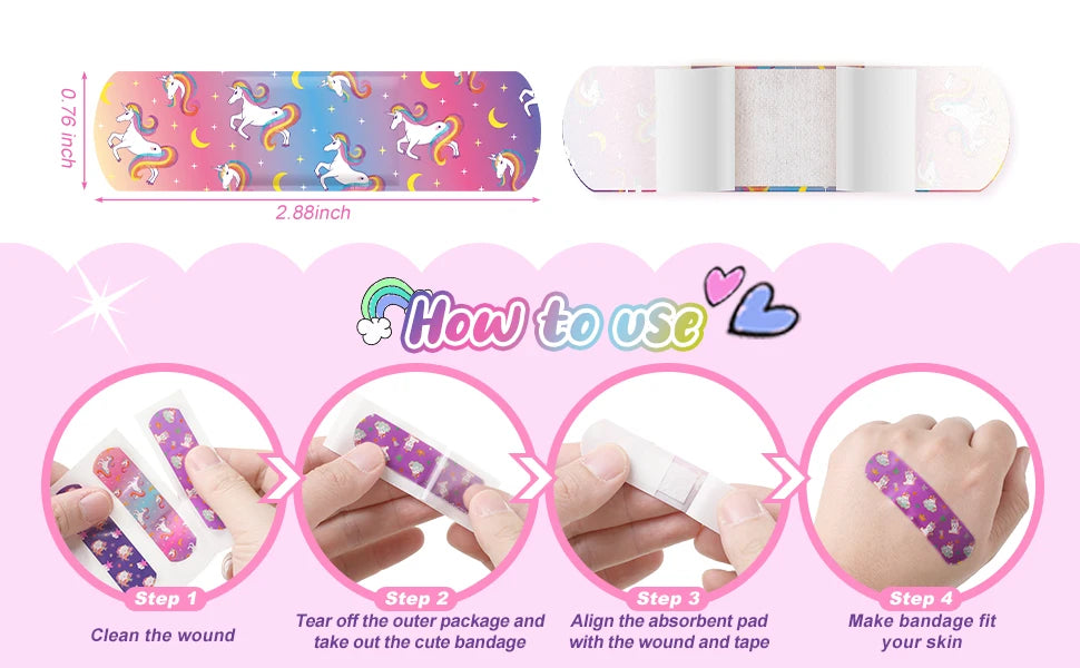 6 Styles  Bandages Cute Cartoon Unicorn Bandages for Girls Kawaii Variety Pack Comfortable Flexible Protection Care for Cuts