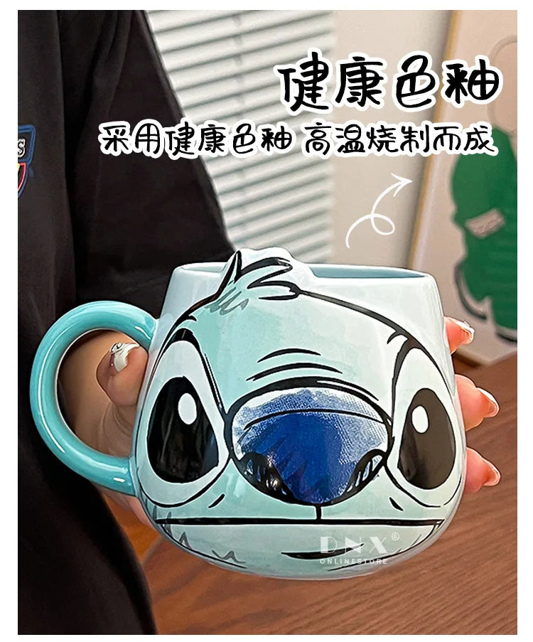 Miniso Stitch Coffee Cup Cartoon Mug Ceramic Cup Kawaii Home Furnishings Milk Cup Cute Holiday Birthday Gifts for Boys and Girls