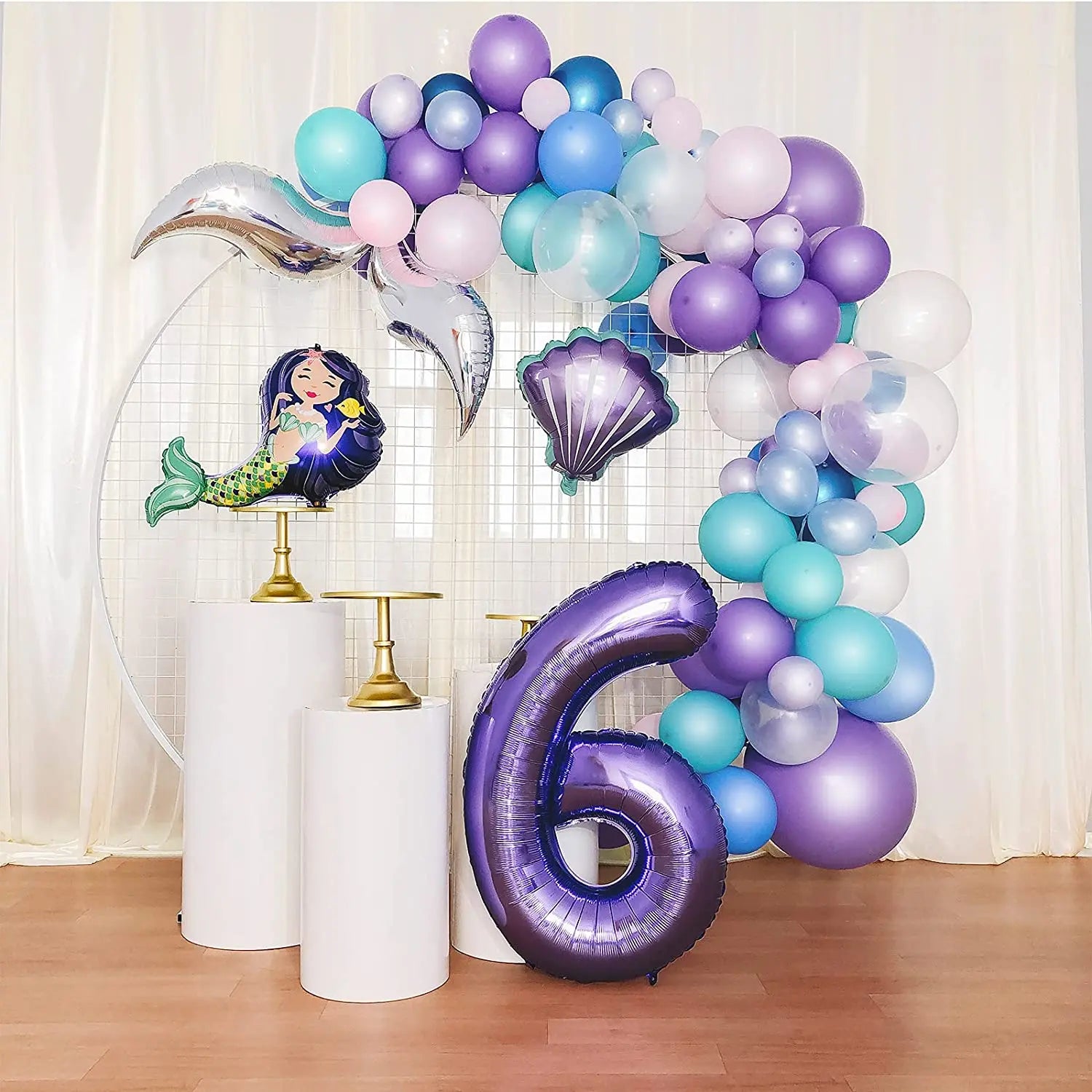 Mermaid Party Balloon 10pcs Mini Shell Foil Balloon Mini Mermaid Shape Balloons Girls Birthday Mermaid Themed Party Supplies