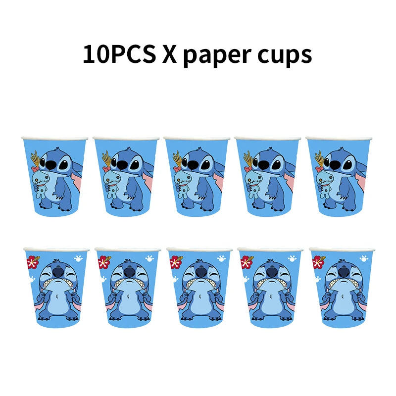 New Stitch Birthday Party Decoration Tableware Balloons Cups Plates Banner Straws Lilo And Stitch Theme Party Supplies Toy Gifts