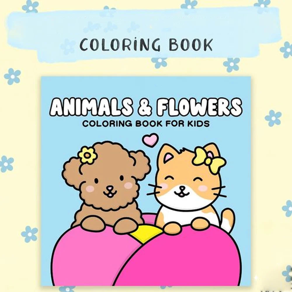A bold and simple coloring book with bright and beautiful animals and flowers, a relaxing and relaxing coloring book for adults