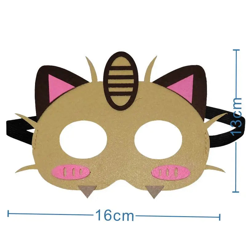 12Pcs Pokemon Felt Mask Anime Cosplay Pikachu Eevee Eye Mask Kids Birthday Party Decoration Dress Up Masquerade Party Supplies