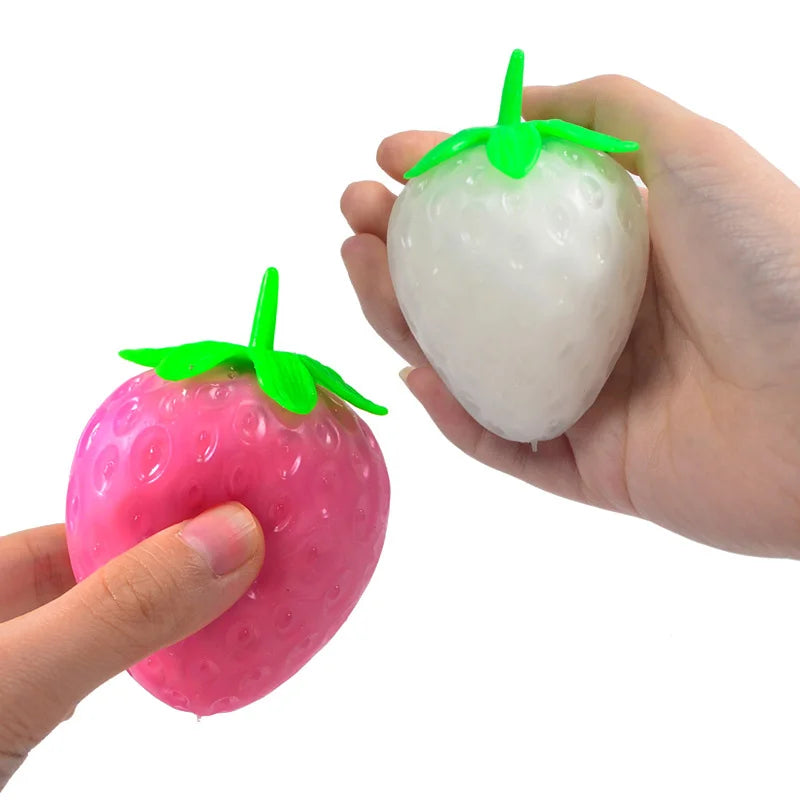 Simulated Color-changing Strawberry Squishy Kids Anti Stress Relief Ball Fidget Decompression Toys for Children Sensory Autism
