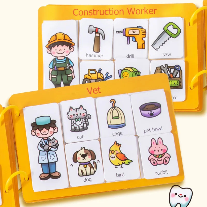 Montessori Educational Toys Toddler DIY Busy Book Job Matching Game Jobs Cognition Fine Motor Skill Activities Early Learning
