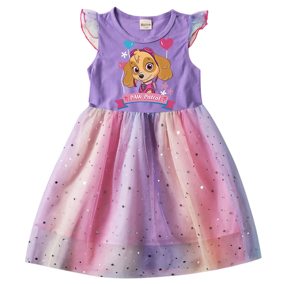 Children's Princess Dresses Girl Birthday Clothing Girls Cartoon PAW PATROL Dress Summer Cute Casual Kids Clothing Top Tee