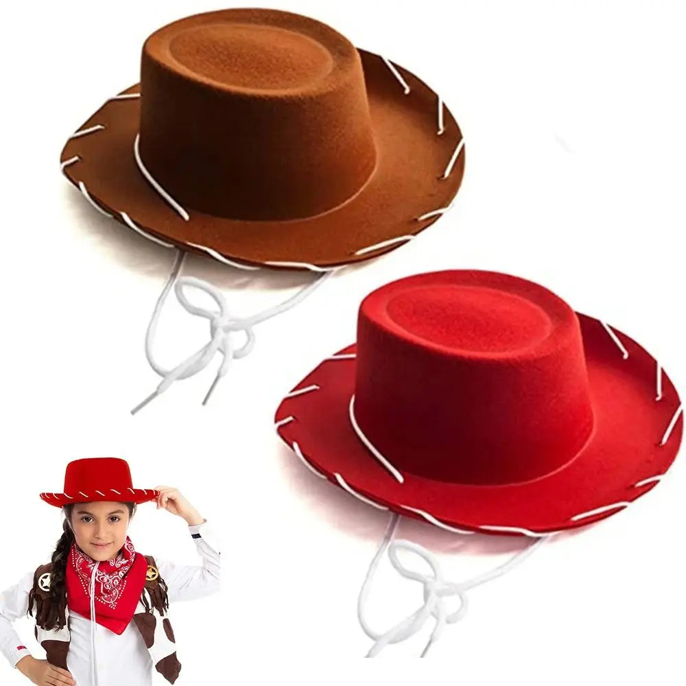 Adjustable Western Big Eaves Cowboy Hat Kids Cosplay Costume Prop Dress-up Jazz Hat Felt Princess Hat Party Cowgirl Hat