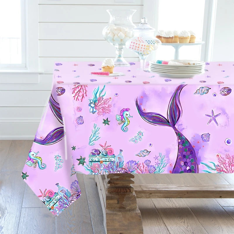 Mermaid Party Disposable Tableware Banner Mermaid Birthday Party Decorations Girl Under the Sea Party Decoration Baby Shower