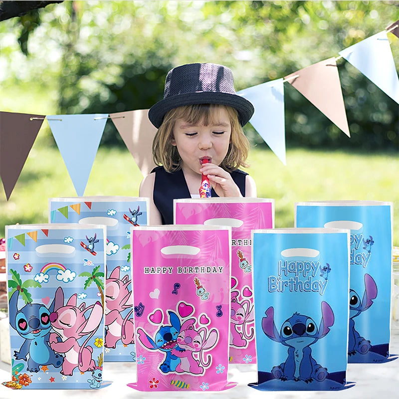 30pcs Blue Pink Stitch Party Gift Bags with Handles Lilo & Stitch Themed Party Favors Bags Baby Shower Kids Birthday Party Decor