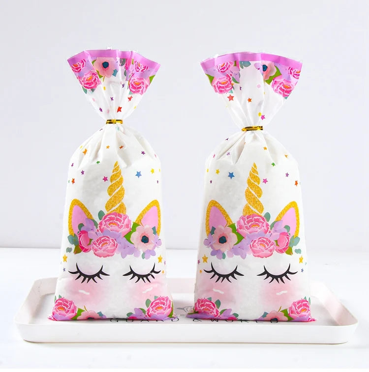 25/50/100pcs Unicorn Candy Bags Gift Packing Bags Birthday Party Decor Gift Bag for Guest Girl Birthday Supplies Baby Shower