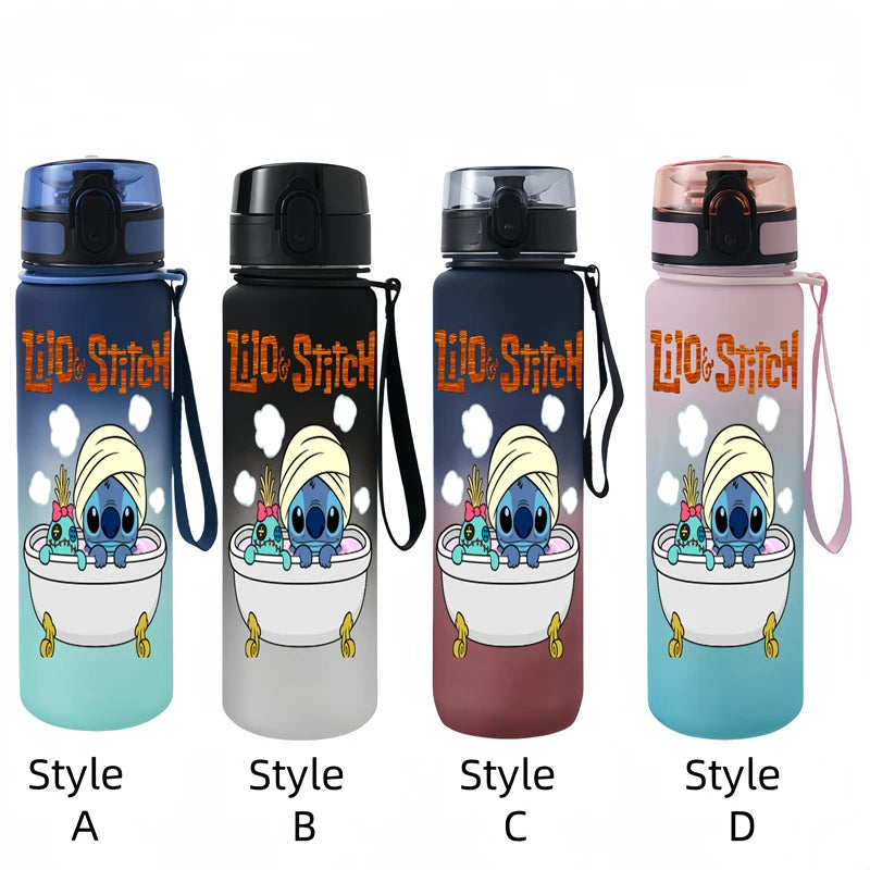 650ML Lilo & Stitch Anime Characters Water Cup Portable Children's  Outdoor Sports  Large Capacity Plastic Antidrip Water Bottle