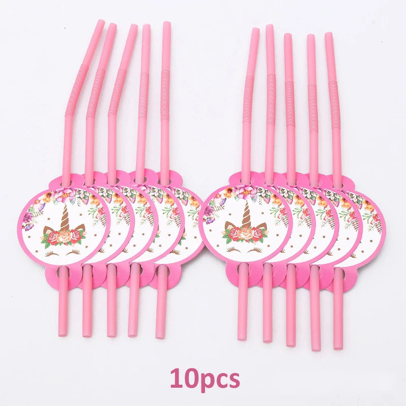 Unicorn Decoration For Birthday Girl Happy Birthday Unicorn Them Deco Kit Tableware Background Banner Balloons Supplies For Kids
