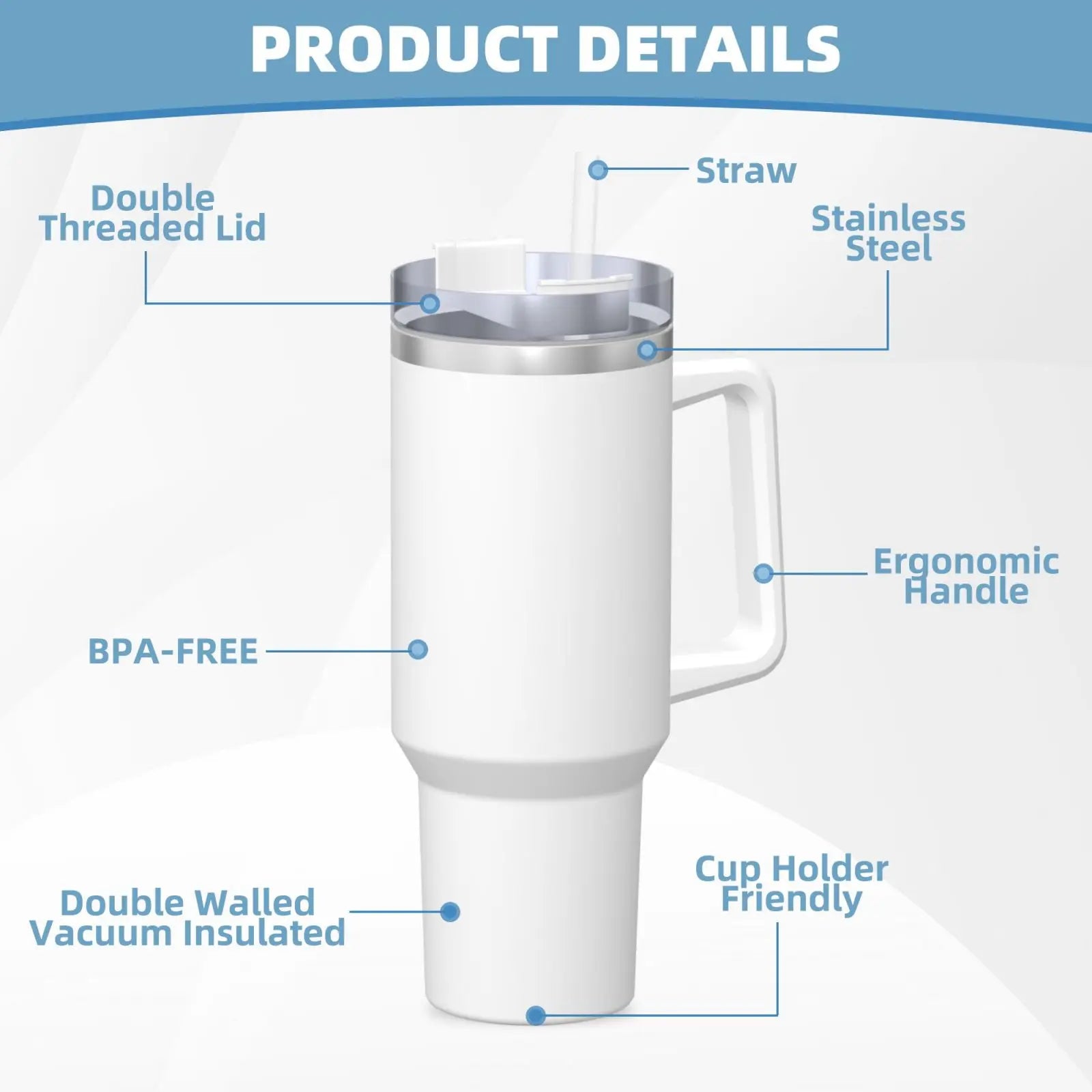 Stainless Steel Tumbler   Stitch Mugs Cup With Straws Travel Cold and Hot Water Bottle Heat Preservation 40oz Thermal Mug