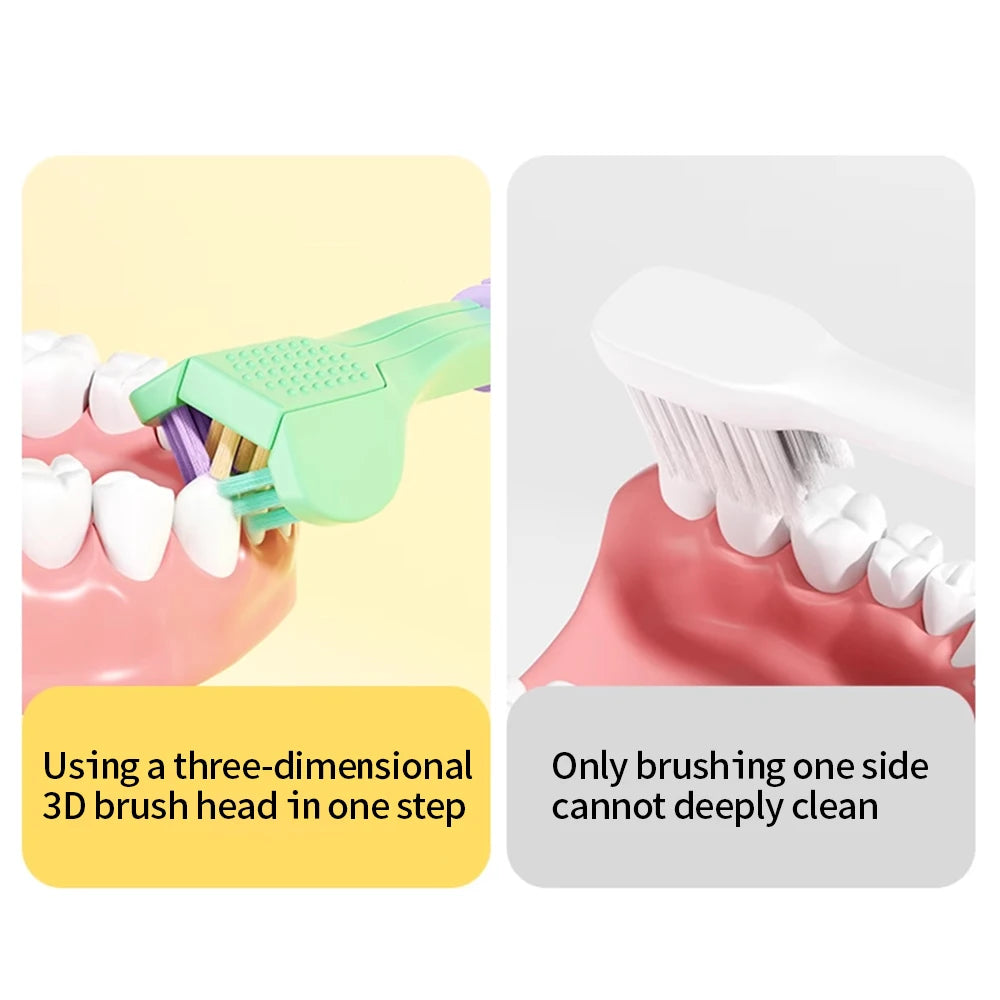 2 Pcs Children'S 3d Soft Bristled U-Shaped Three Sided Toothbrush For 360 Degree Deep Oral Cleaning Teeth Care For Boys Girls