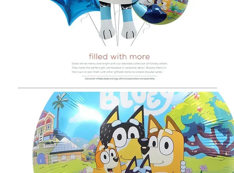 DIY Bluey Bingo Foil Balloon Set Blueys Family Balloons Girls Boys Cartoon Balloons Baby Shower Birthday Gifts Party Decor