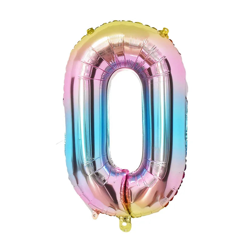1Set Rainbow Unicorn Balloon 32 inch Number Foil Balloons 1st Kids Unicorn Theme Birthday Party Decorations Baby Shower Globos