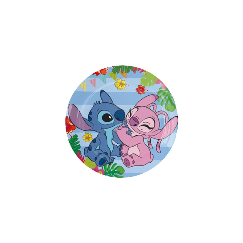 Stitch Birthday Party Decoration Pink Angel&Stitch Theme Event Supplies For Kids Balloon Disposable Tableware Banner Backdrop