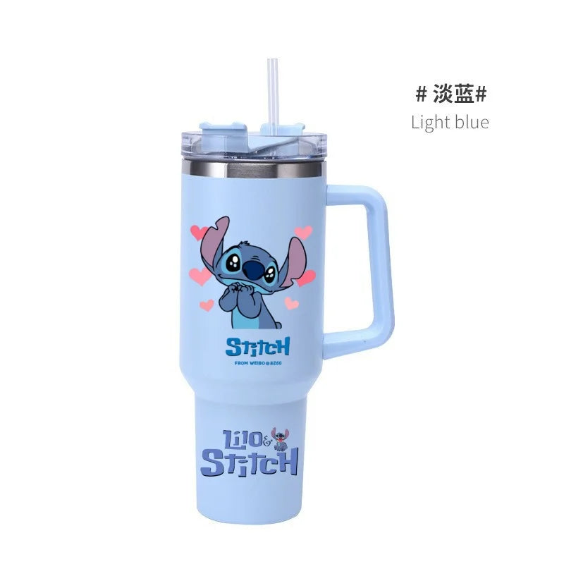 Thermal Coffee Lilo & Stitch Cups with Straw Stainless Steel Vacuum Insulated Tumbler 40oz Thermal Iced Travel Cup for Outdoor