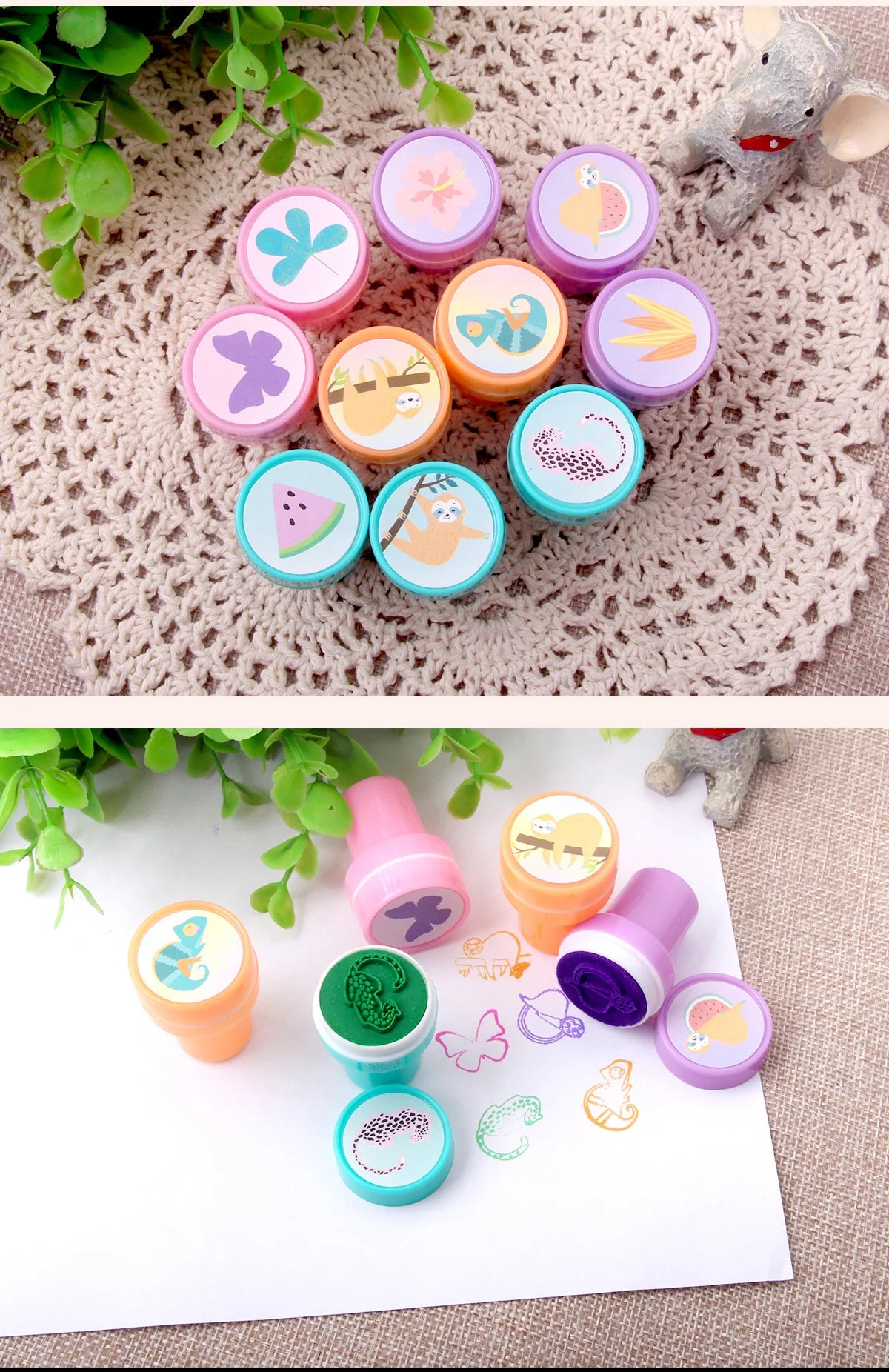 10PCS Cartoon Self-ink Stamps Toy Gift Kids Favor Mermaid Unicorn Birthday Party Children Gift Christmas Wedding Guest Giveaways